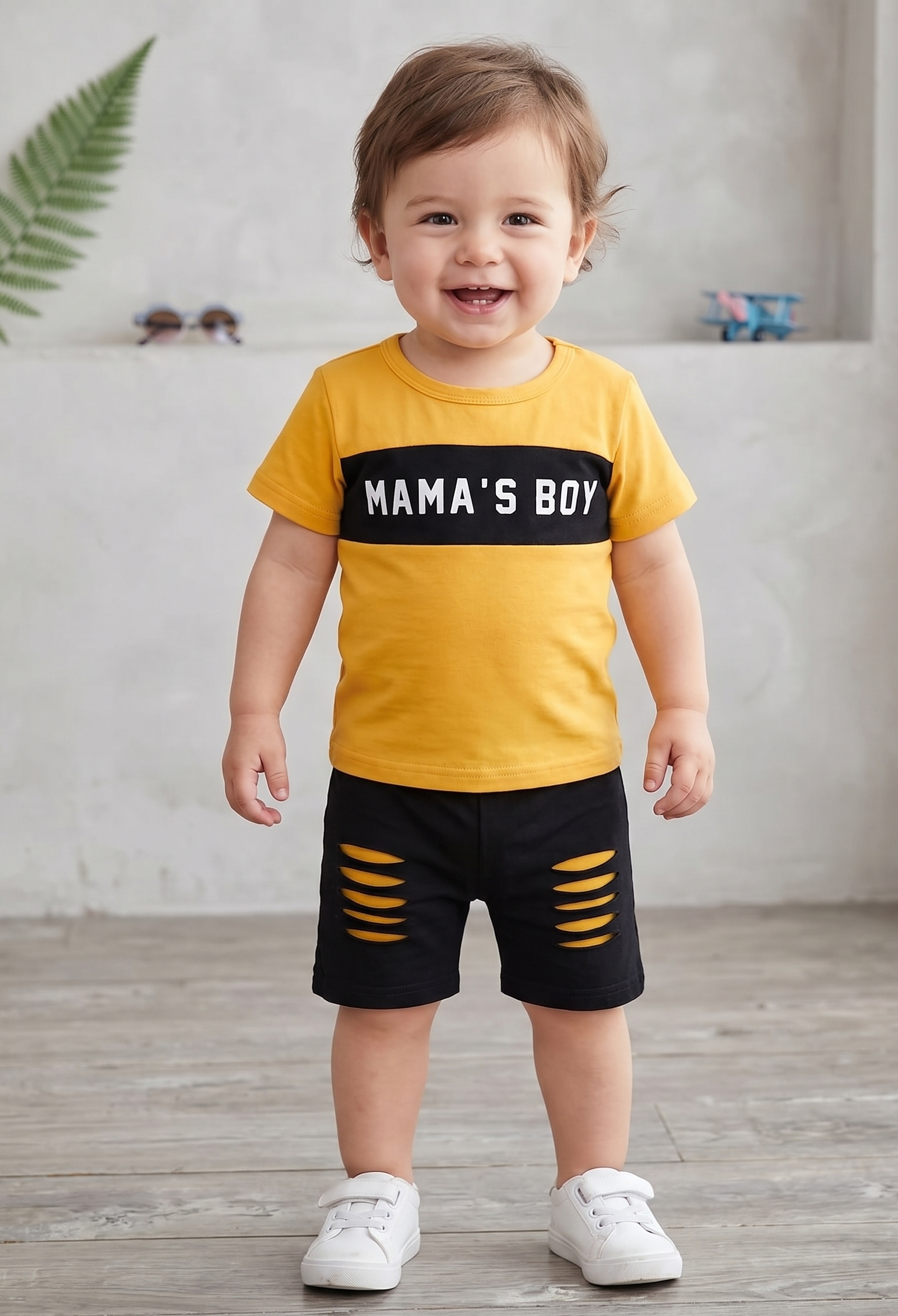 Black & Yellow Baby T-Shirt And Pant Set