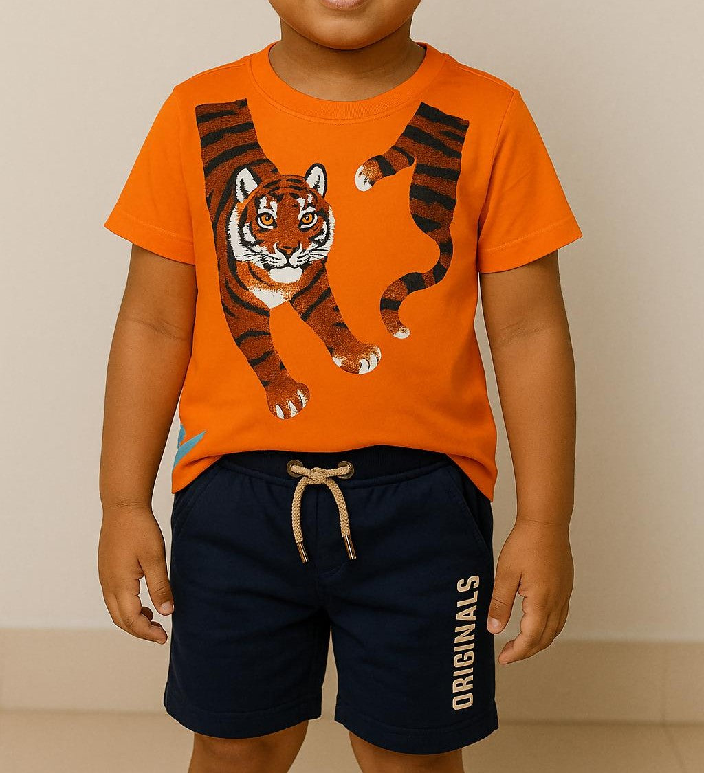 Flip Tiger Orange Kids T-Shirt & Pant Set